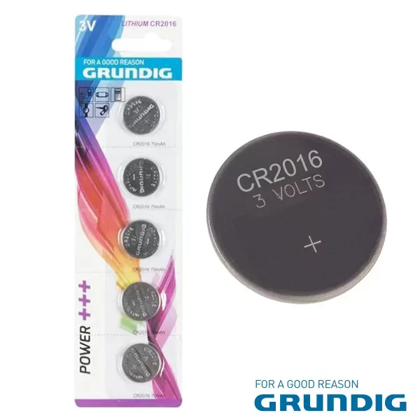 Pilha Botão – CR2016 3V – 5x Blister – GRUNDIG