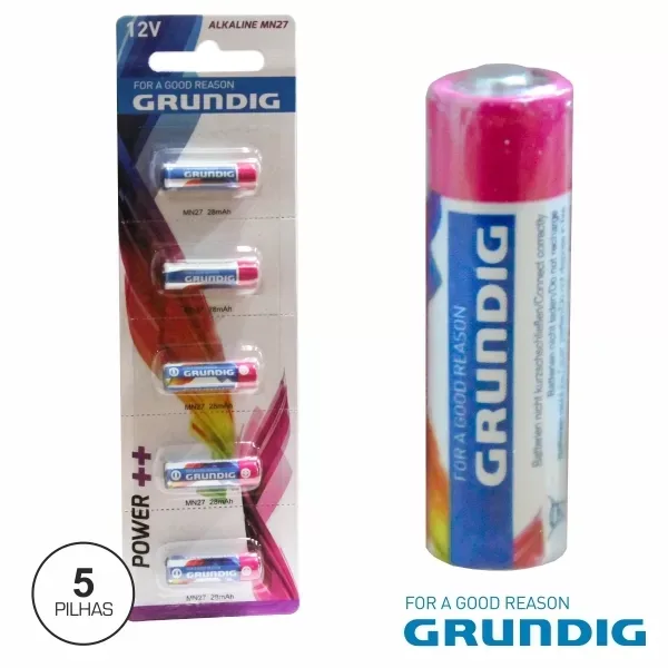 Pilha Alcalina – A27 / LR27A 12V – 5x Blister – GRUNDIG