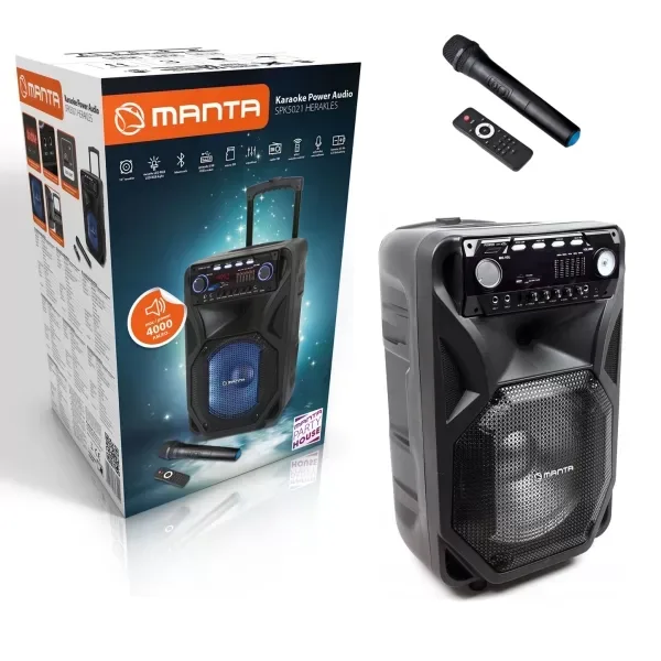 Coluna Amplificada Portátil 12" 400W - USB / FM / SD / BT / BAT - MANTA