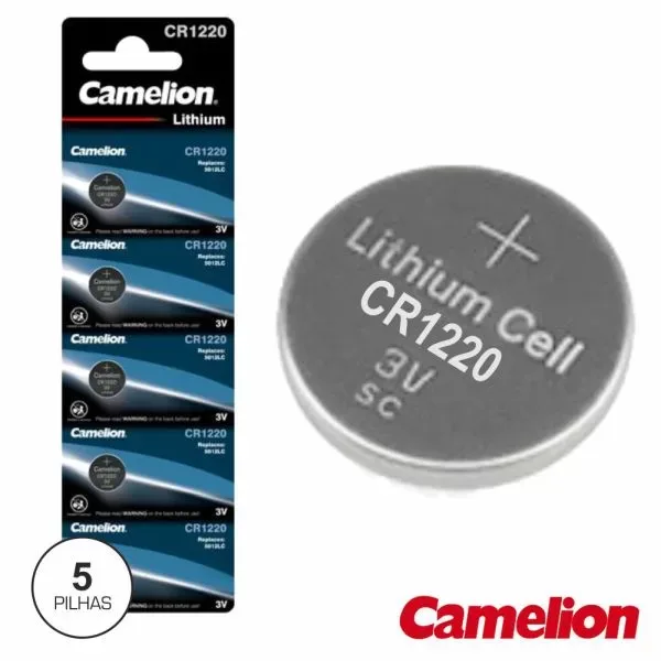 Pilha Botão – CR1220 3V – 5x Blister – CAMELION