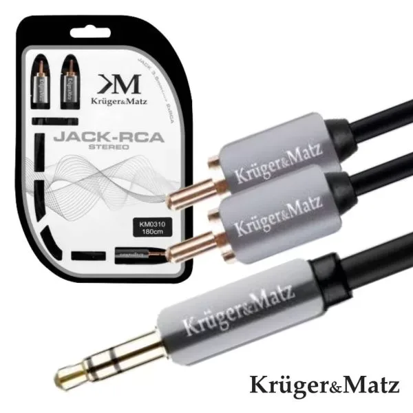 Cabo Stereo - Jack 3.5 Macho / 2x RCA Macho - 1.8 MT - KRUGER MATZ