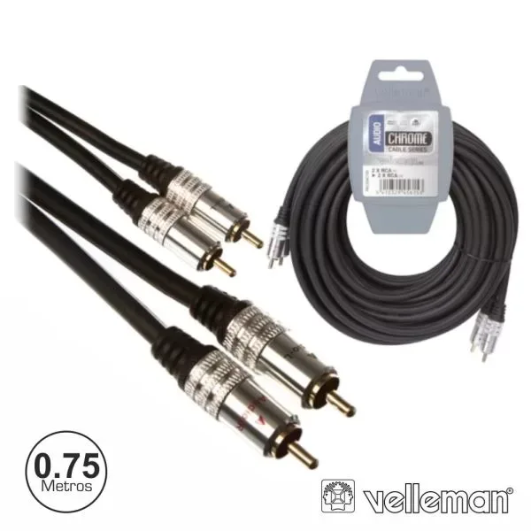 Cabo Stereo - 2x RCA Macho / 2x RCA Macho - 0.75 MT - VELLEMAN