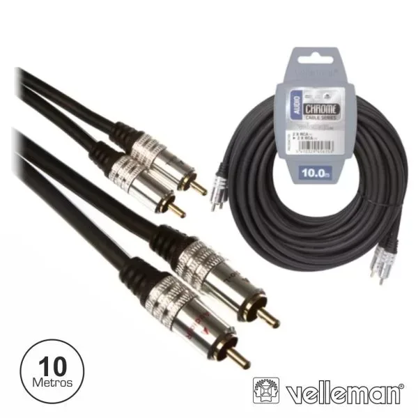 Cabo Stereo - 2x RCA Macho / 2x RCA Macho - 10 MT - VELLEMAN