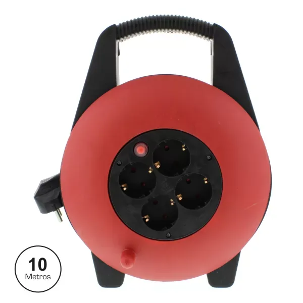 Extensão Eléctrica Rolo - 4 Vias / 10MT / IP44 / Profissional - PROPREMIUM
