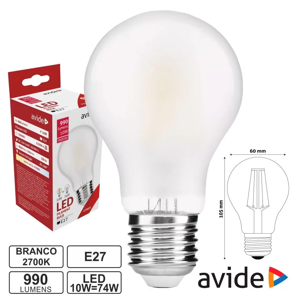 Lâmpada LED - E27 / Branco Quente / 10W / 990 LM - AVIDE