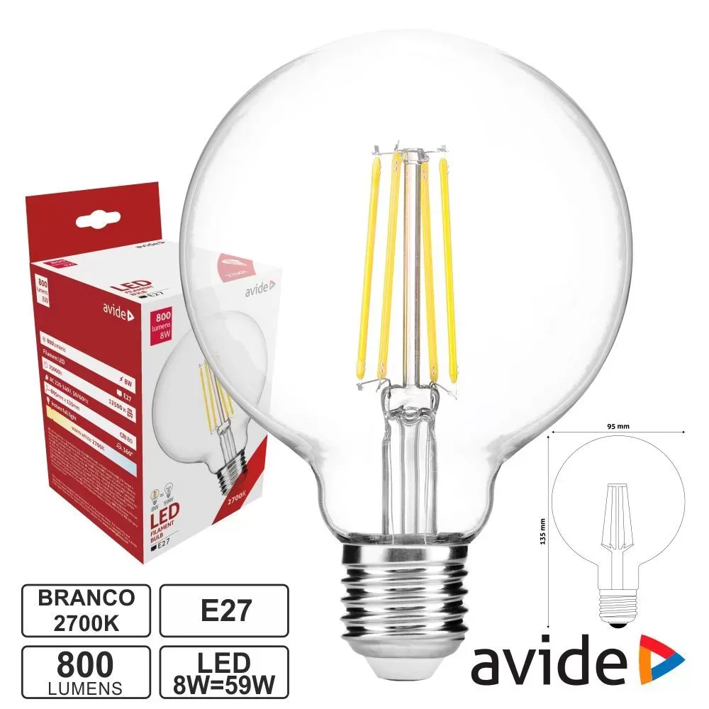 Lâmpada LED - E27 / Branco Quente / 8W / 800 LM - AVIDE