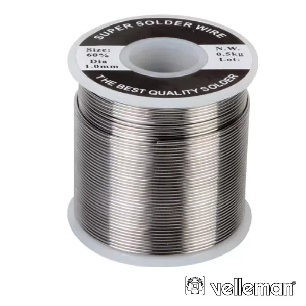 Solda Estanho - 60Sn / 40Cu / Ø1mm / 500 Gr - VELLEMAN