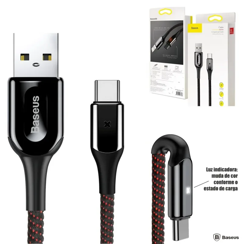 Cabo USB A 2.0 - USB Tipo C / 5V / 3A / FAST CHARGE / 1 MT - BASEUS
