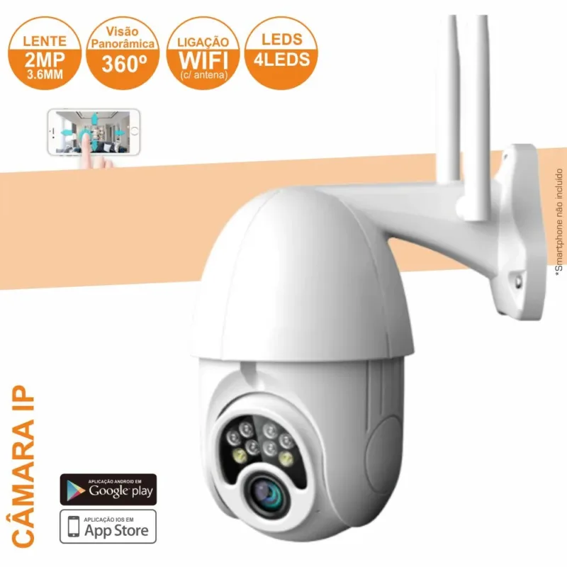 Câmara Vigilância - WIFI / IP RJ45 / IP65 / Rotativa / 1080P - PROPREMIUM