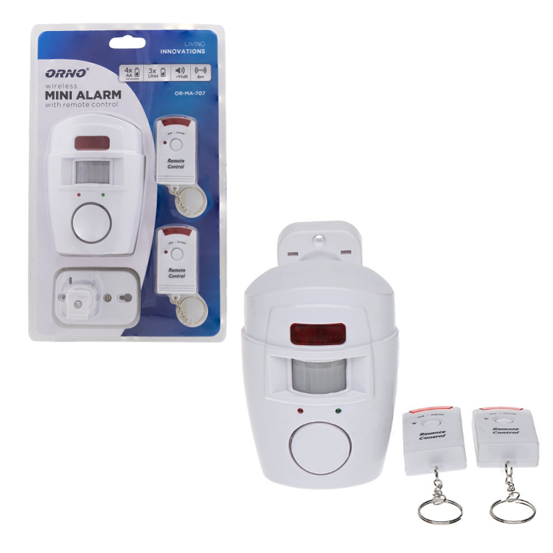 Mini Alarme PIR Sem Fios / 2x Comandos - ORNO