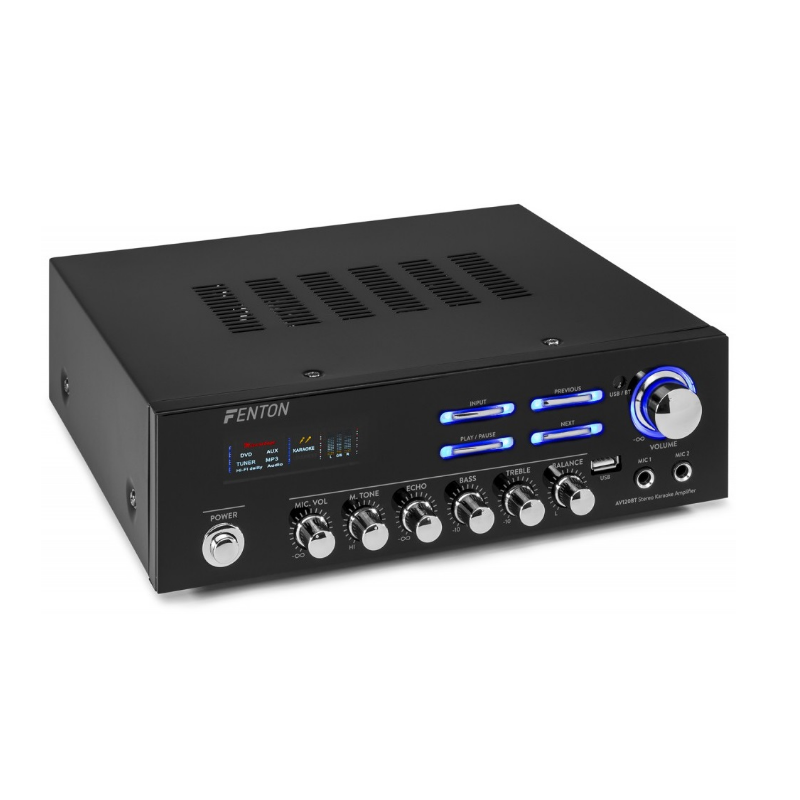 Amplificador Áudio KARAOKE 2x 60W - USB / BLUETOOTH - FENTON