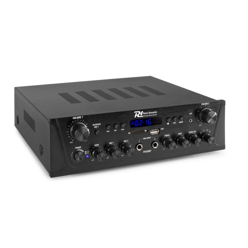 Amplificador Áudio KARAOKE 2x 100W - USB / SD / FM / BLUETOOTH - POWER DYNAMICS