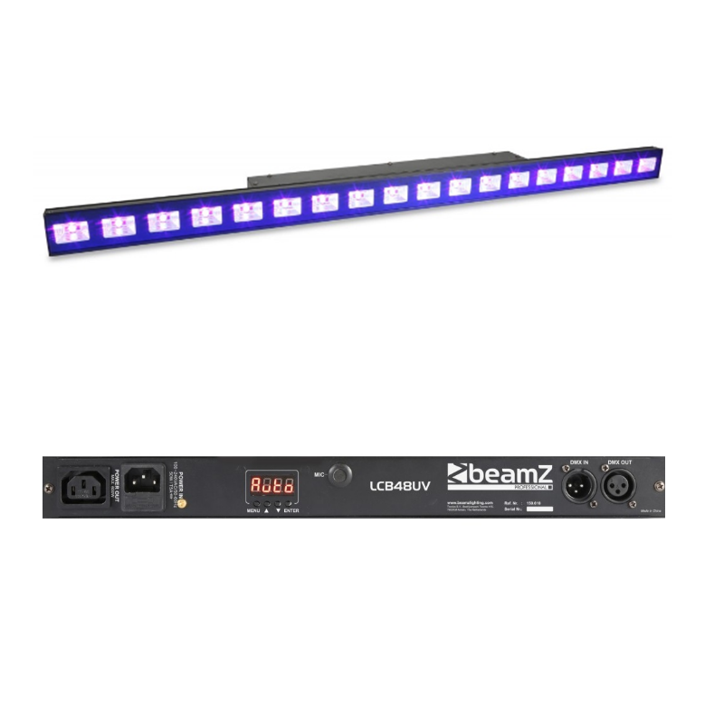 Barra Luz Negra Profissional -18 LEDs / 54W / DMX  / UV - BEAMZ