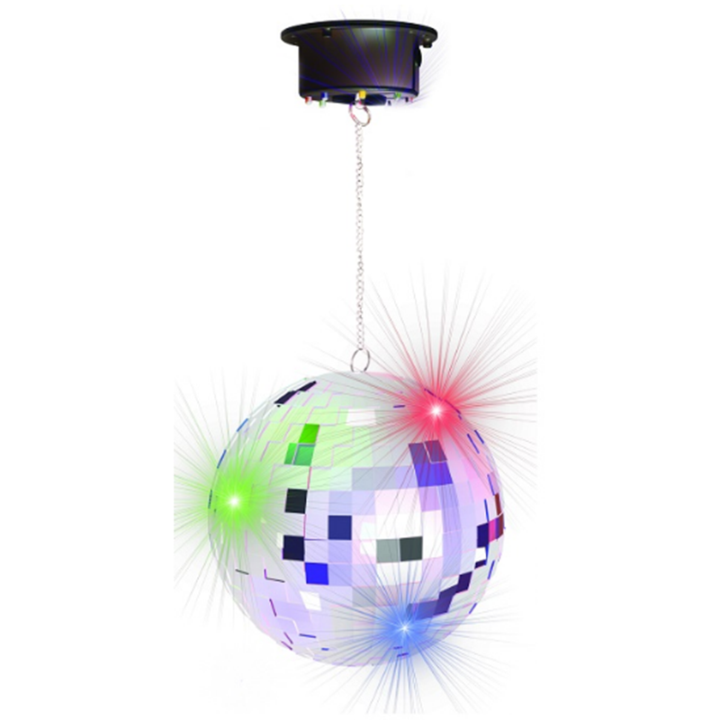 Bola de Espelhos-  20cm / Motor 18 LEDs Coloridos - PROPREMIUM