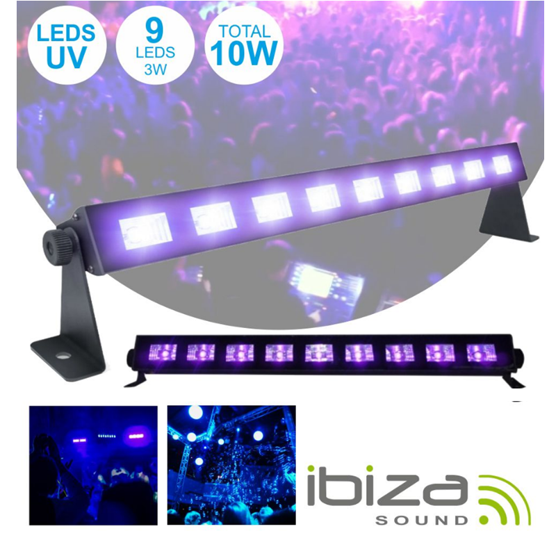 Barra Luz Negra - 9 LEDS UV / 27W / Suporte - IBIZA