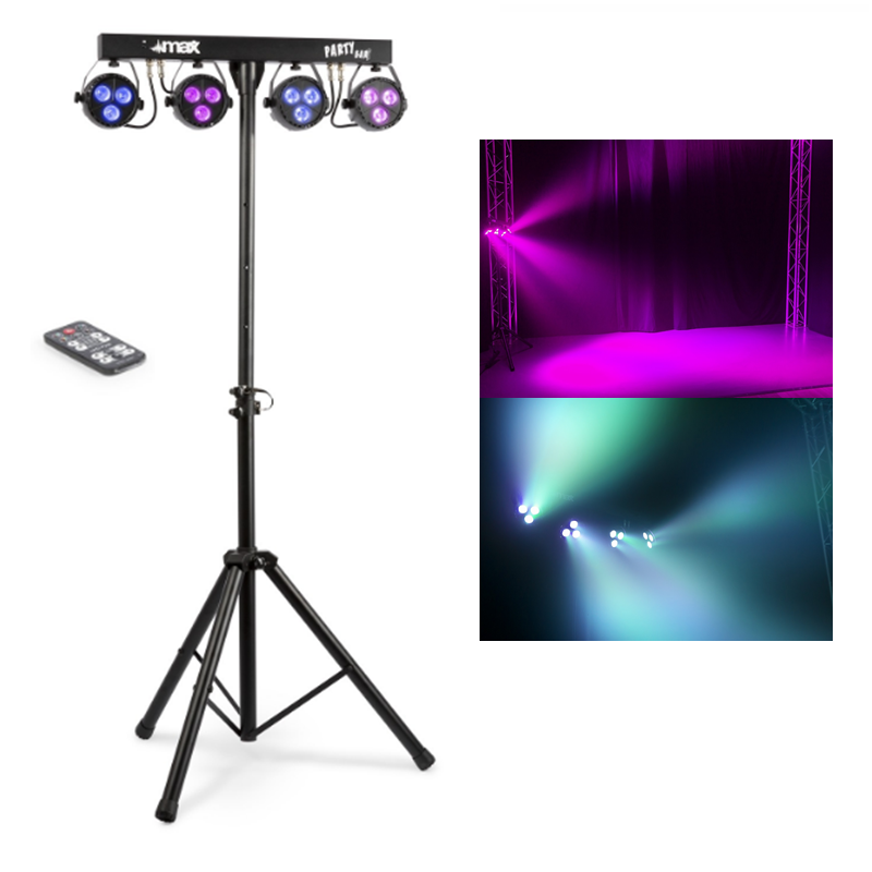 Kit Luzes Portátil - 4 Projetores PAR RGBW / DMX / Bateria - MAX