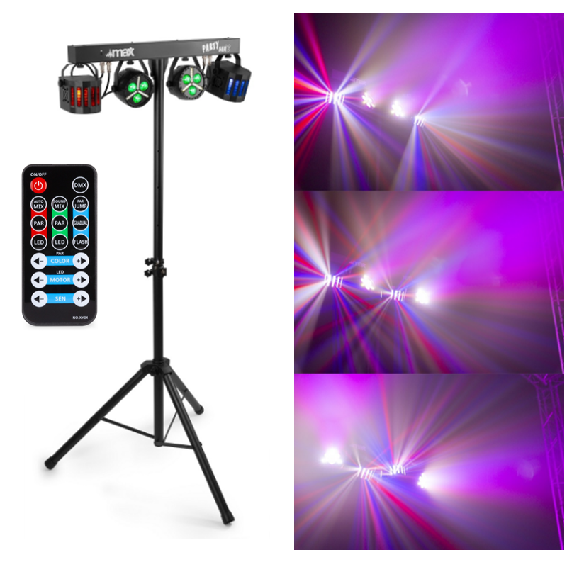 Kit Luzes - 2 Projetores PAR Strobe + 2 Projectores Derby RGBW / DMX - MAX