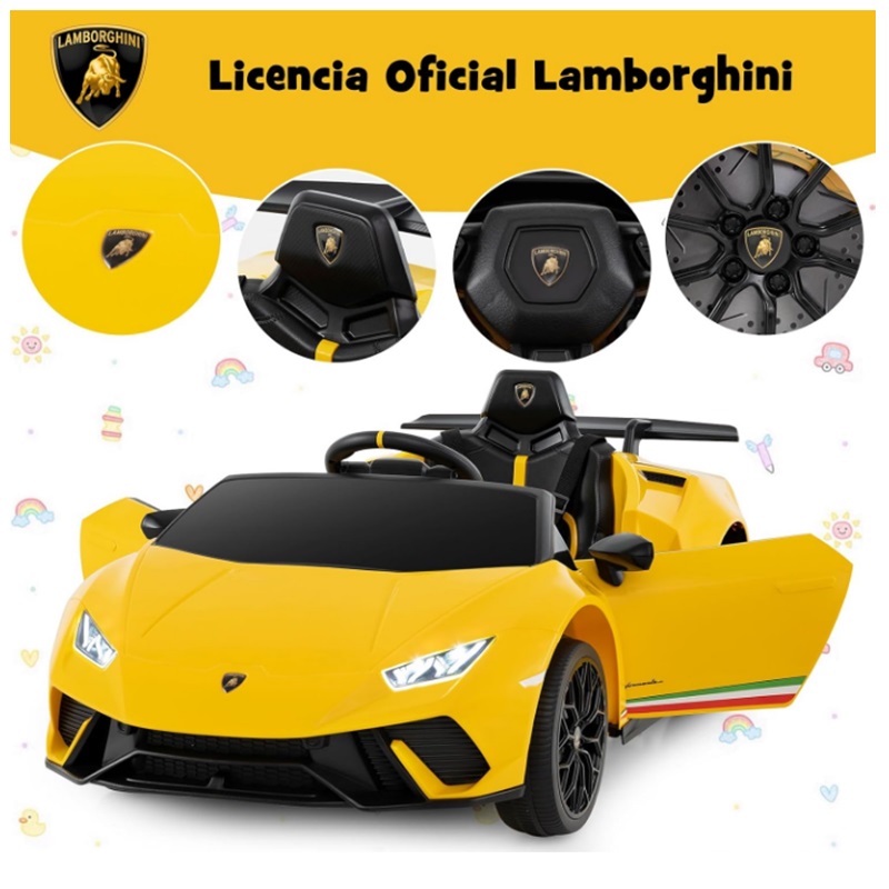 Carro Elétrico Crianças - Lamborghini Huracan / Amarelo - PROPREMIUM