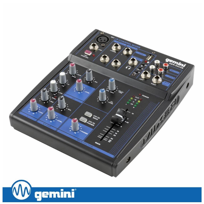 Mesa Mistura 5 Canais - USB / BT / Phantom - GEMINI