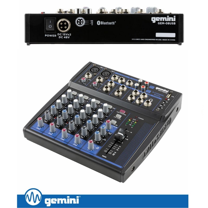 Mesa Mistura 8 Canais - USB / BT / Phantom - GEMINI